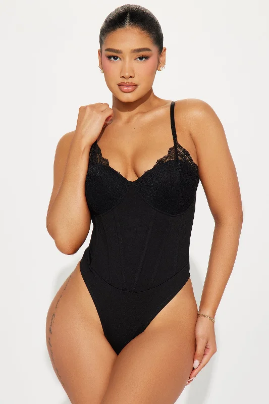 Secret Admirer Lace Bodysuit - Black