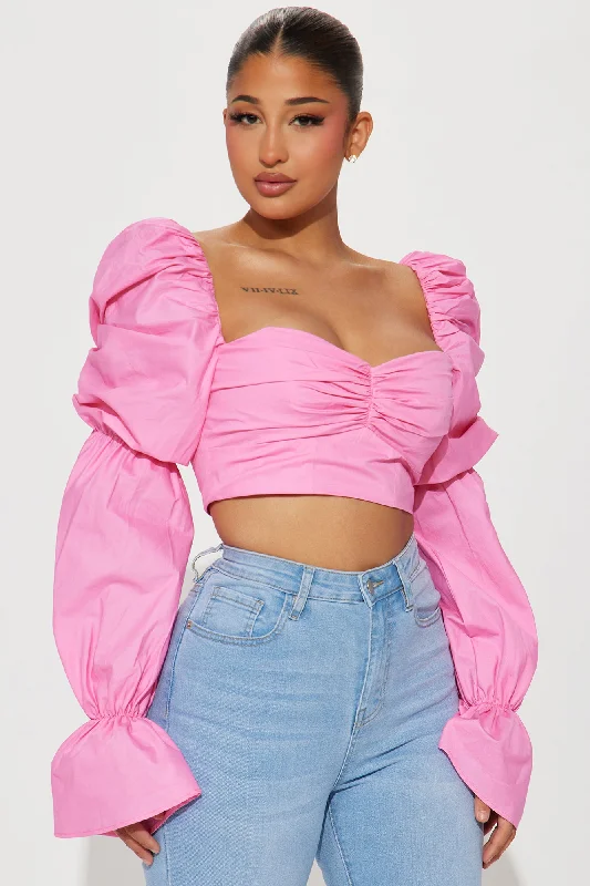 Secret Diary Poplin Corset Top - Pink