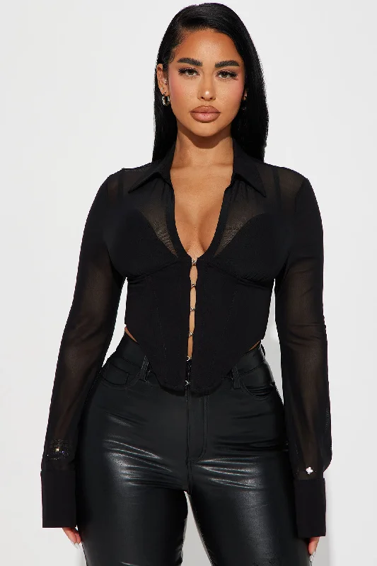 Secret's Out Mesh Corset Top - Black