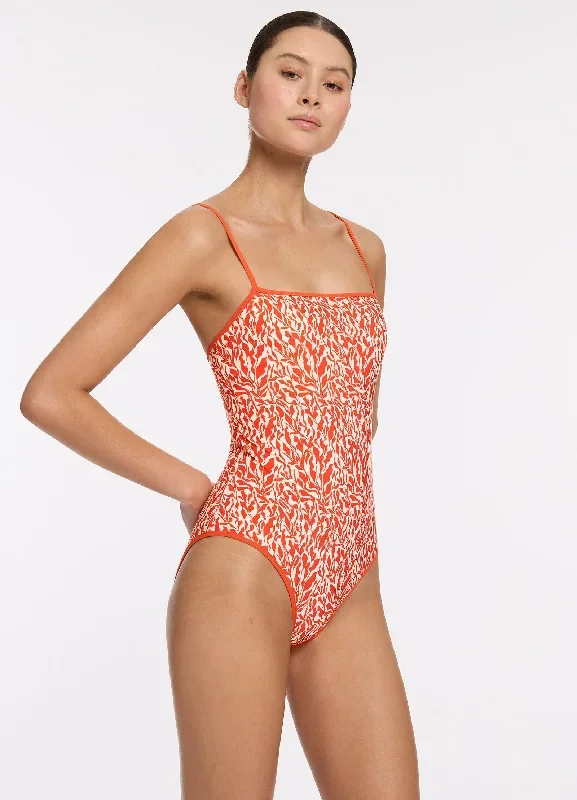 Sereno Ditsy Minimal Tank One Piece - Coral