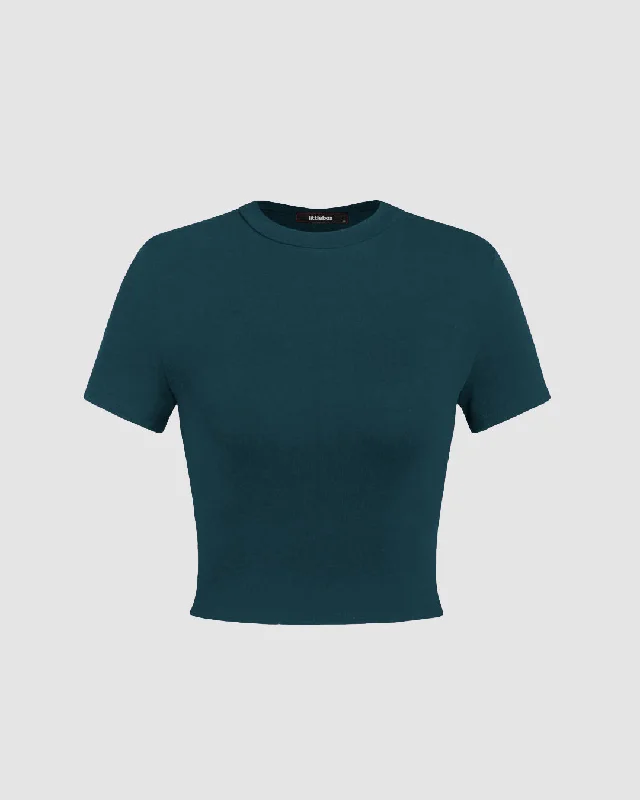 set-of-two-solid-round-neck-crop-tee-in-dark-blue-and-wine