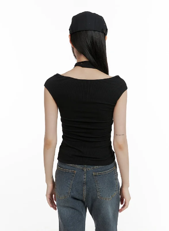 shirring-v-neck-slim-fit-t-shirt-cl412