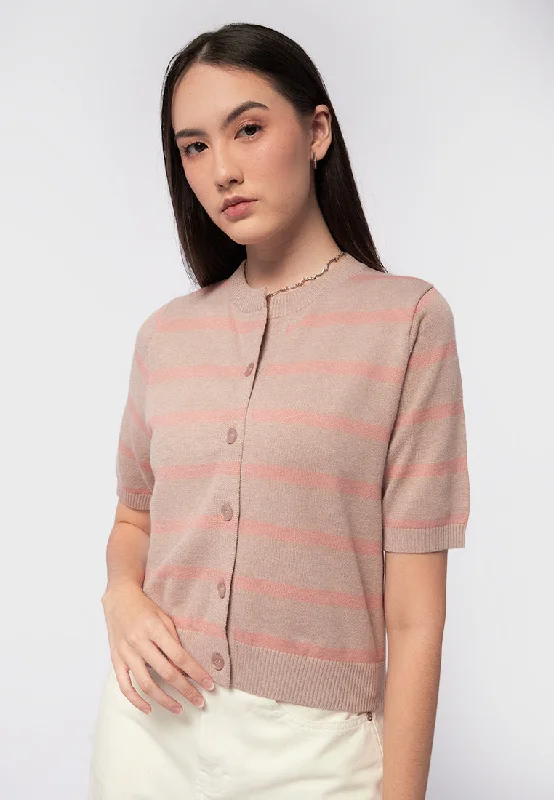 Short Sleeve Stripes Knit Top