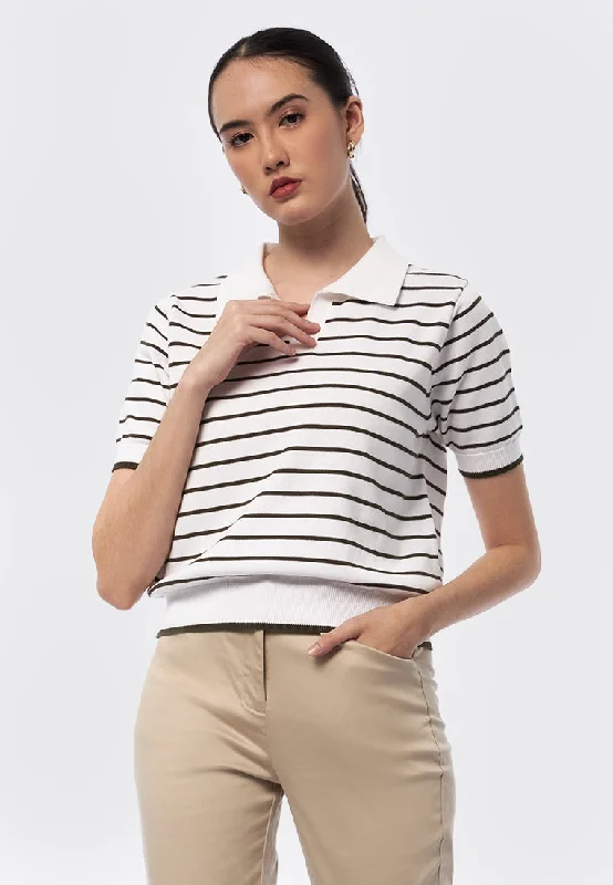 Short Sleeve Stripes Polo Top