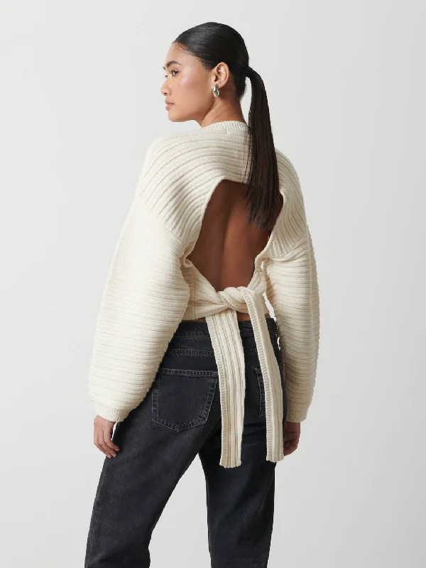 Simone Tie Back Jumper - Cream