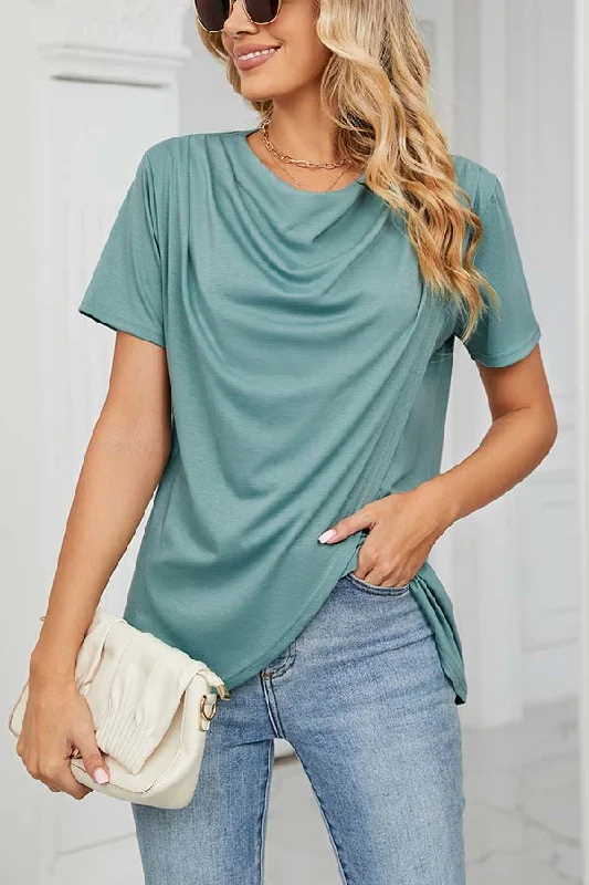 Lilipretty Something Casual Cowl Neck Wrap T-shirt