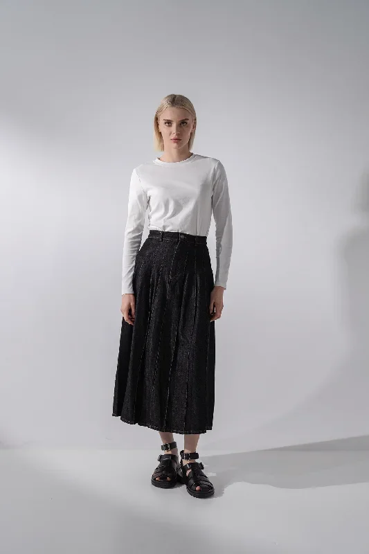 stitched-pleated-skirt-black