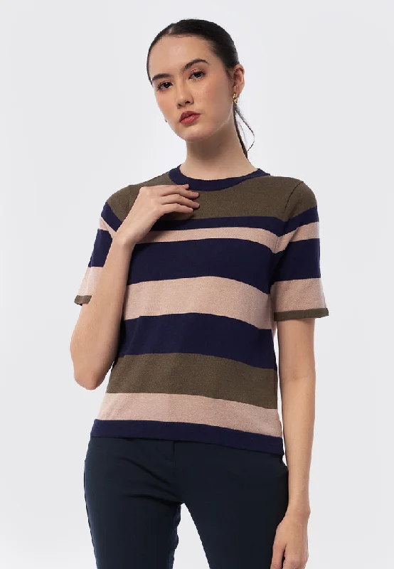 Striped Short Sleeve Knit Top