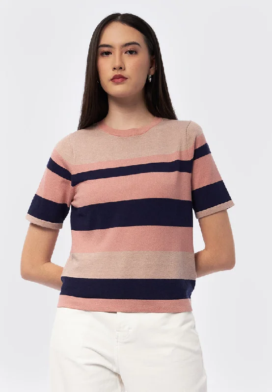 Striped Short Sleeve Knit Top