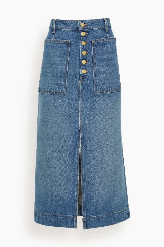 The Bea Skirt in Danube Medium Indigo Wash