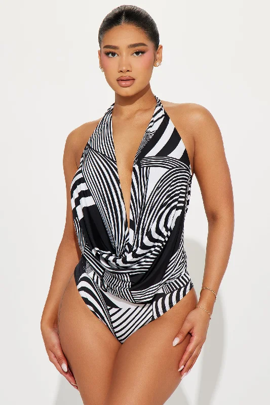 Tropical Getaway Bodysuit - Black/White