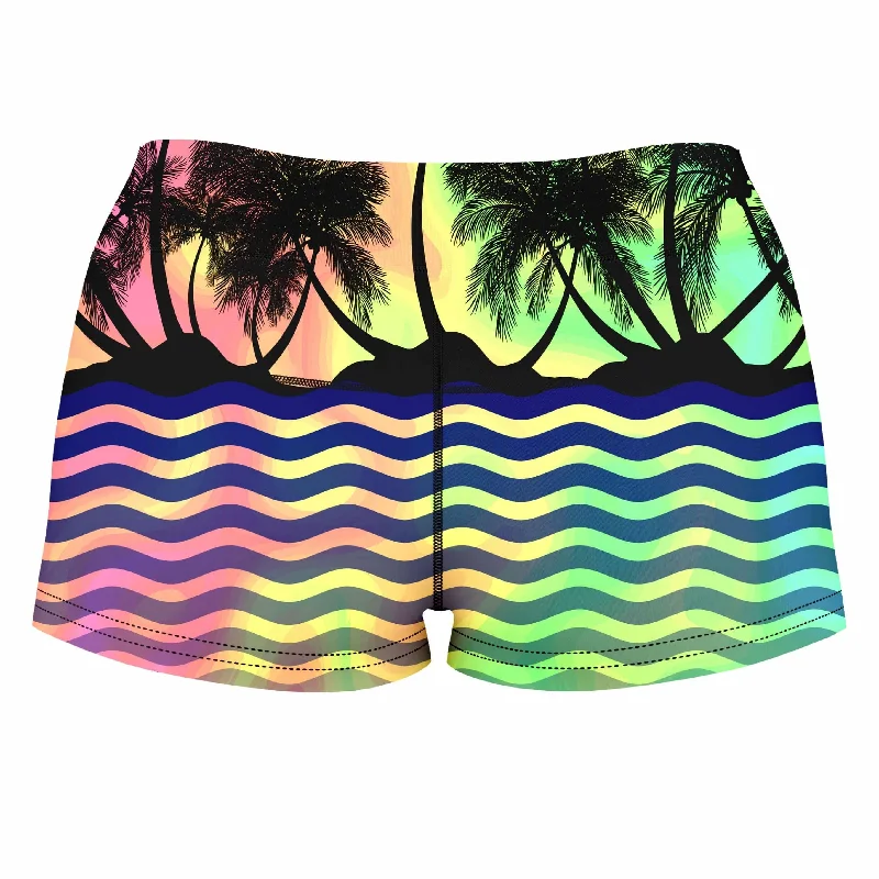 tropical-sunset-high-waisted-womens-shorts