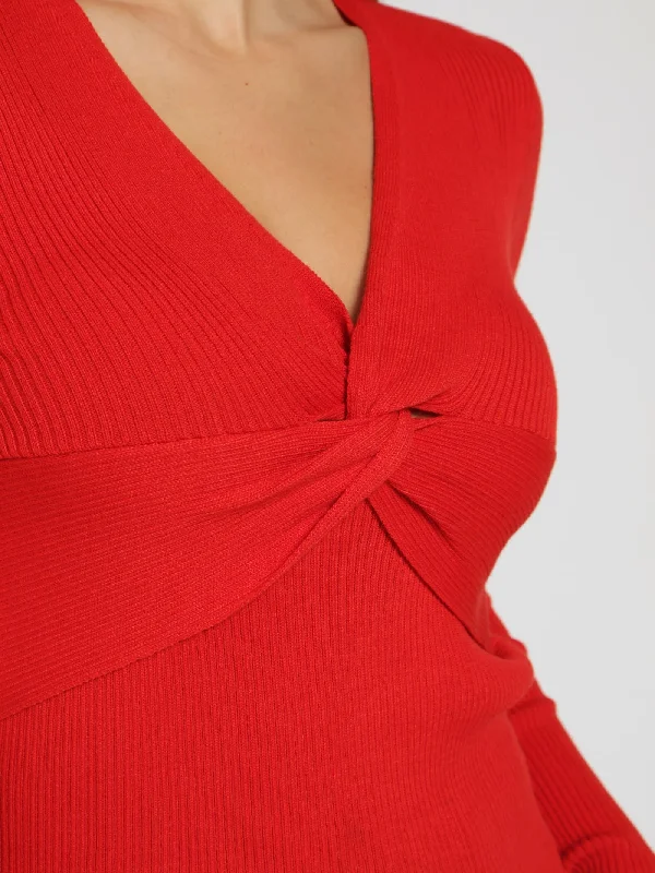 twist-front-v-neck-pullover-red-red