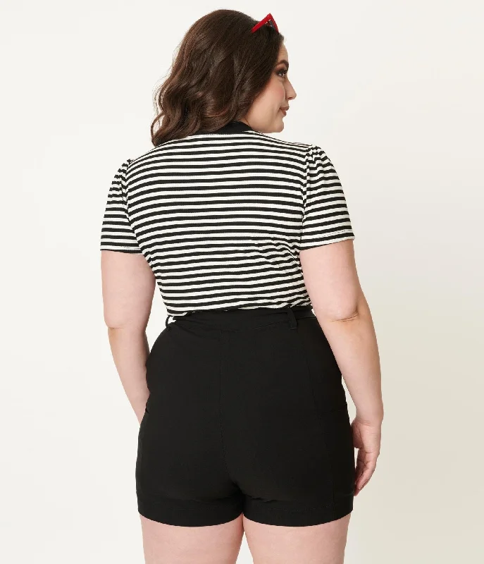 unique-vintage-plus-size-black-high-waist-tied-true-shorts