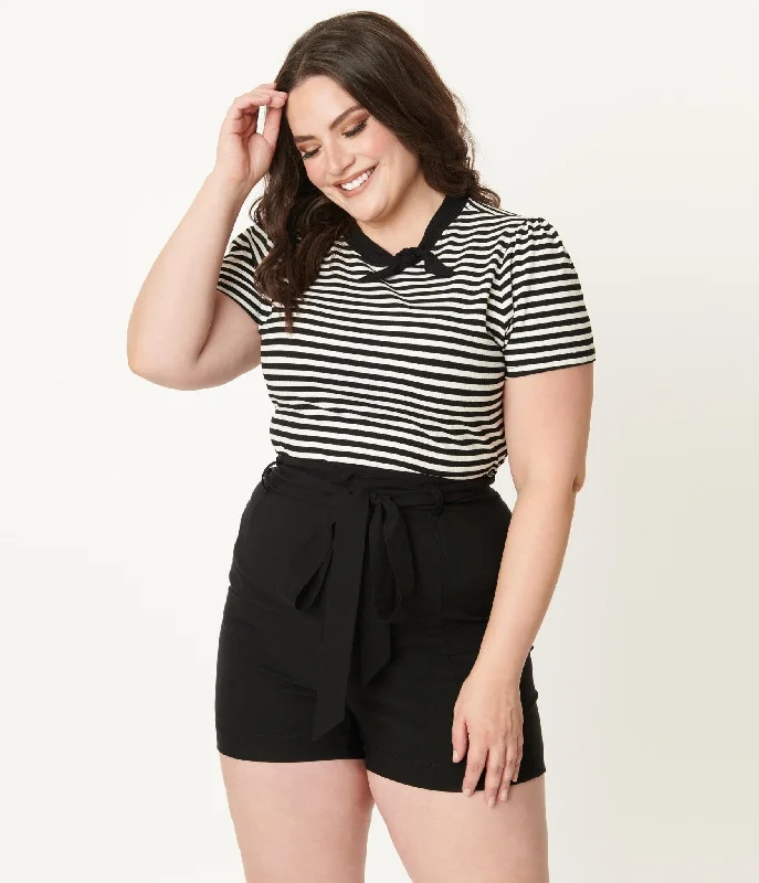 unique-vintage-plus-size-black-high-waist-tied-true-shorts