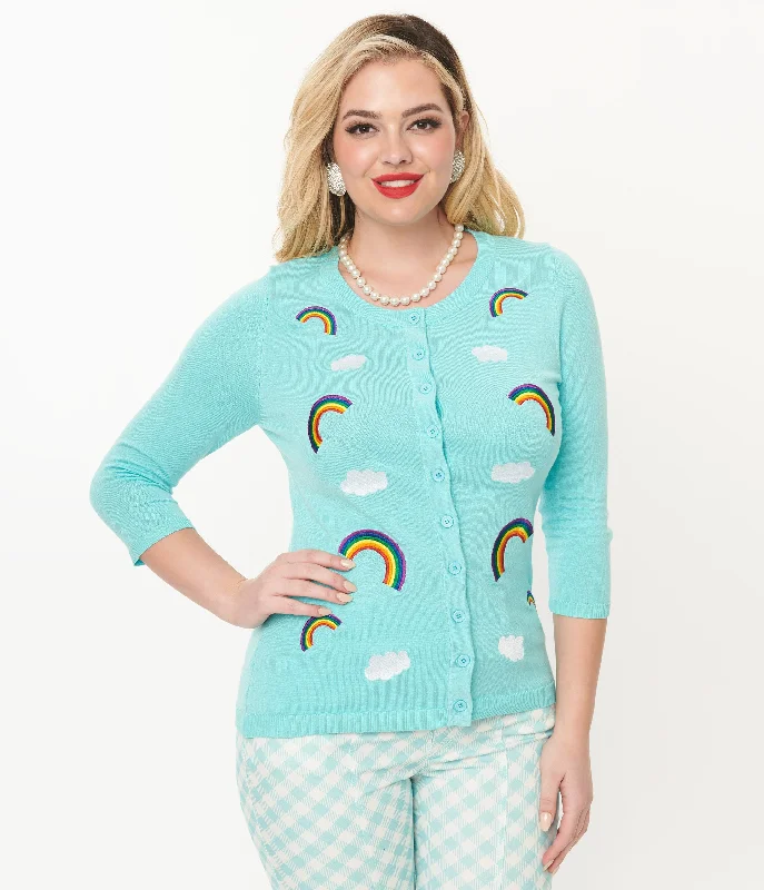 unique-vintage-sky-blue-3-4-sleeve-open-cardigan-with-embroidery