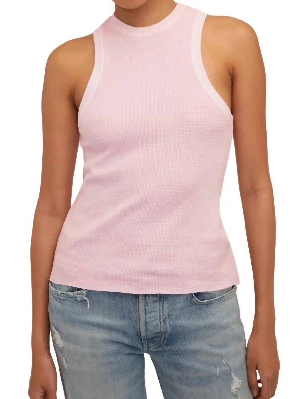 Waffle Knit Tank In Peony