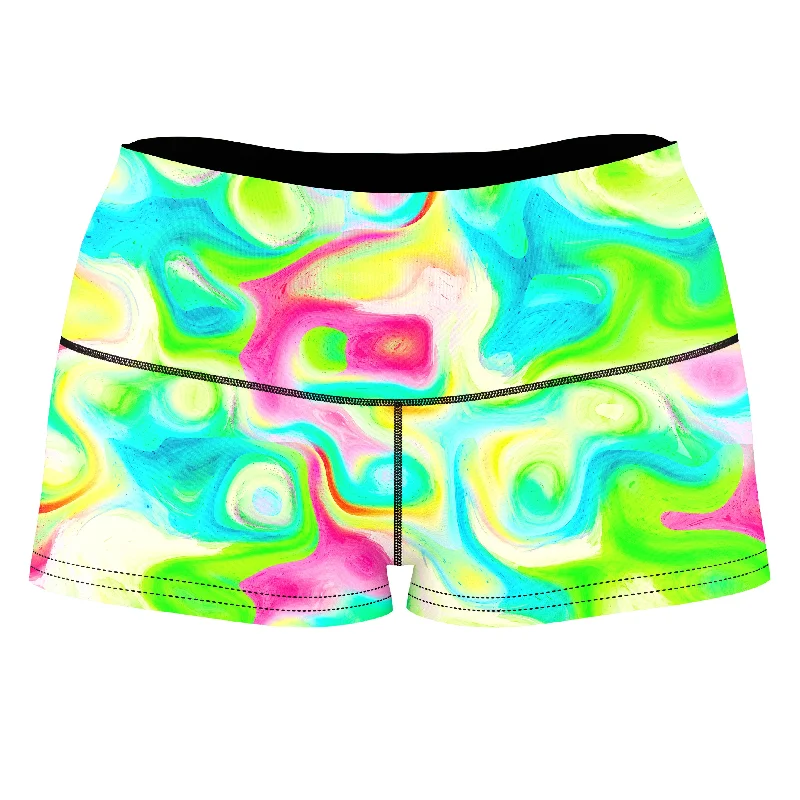 Watercolor Dreams High-Waisted Women's Shorts