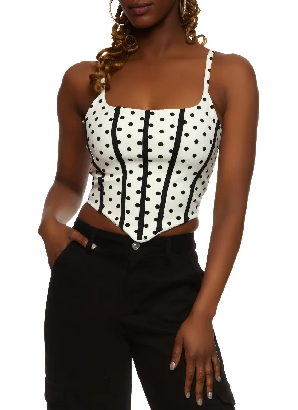 Polka Dot Print Square Neck Corset Top