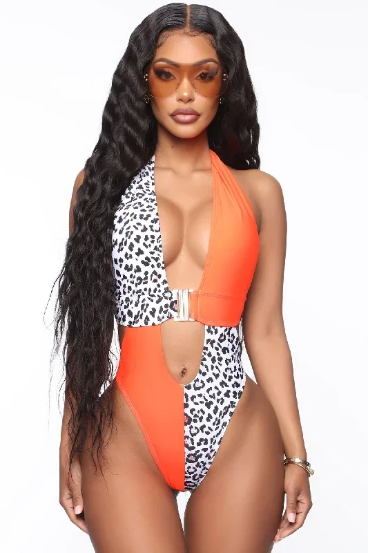 Wild Thing One Piece Cutout Swimsuit - Neon Orange