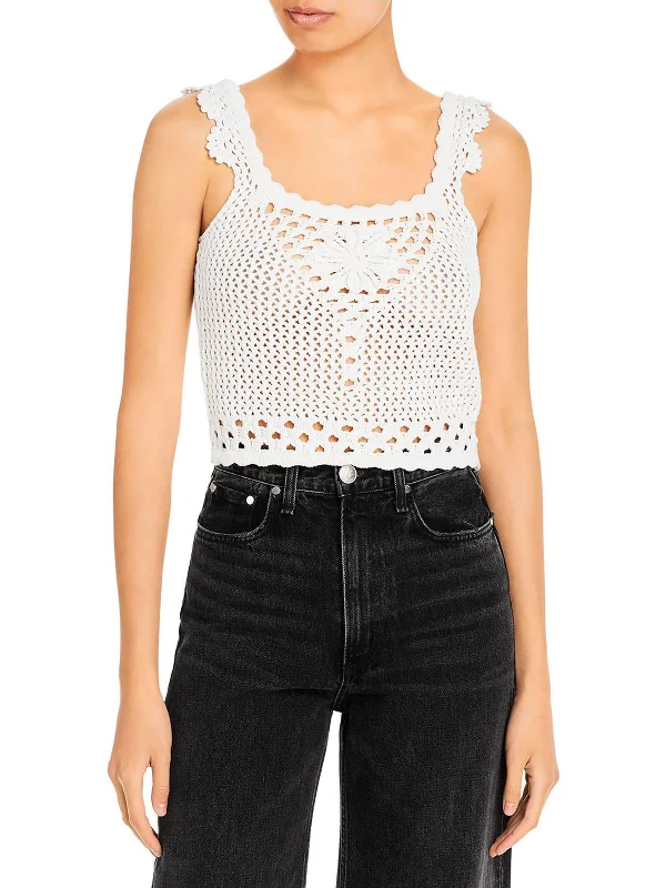 Womens Cotton Eyelet Tank Top