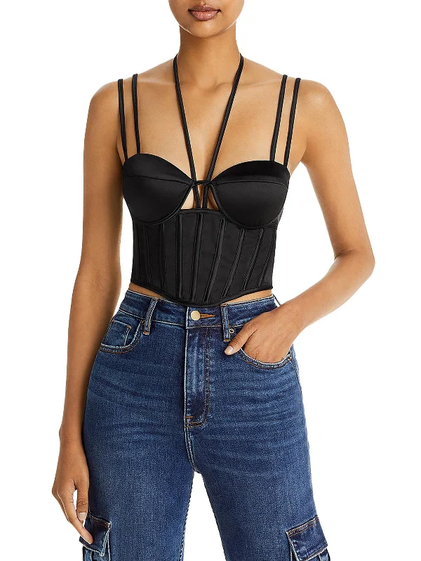 Womens Halter Bustier Cropped