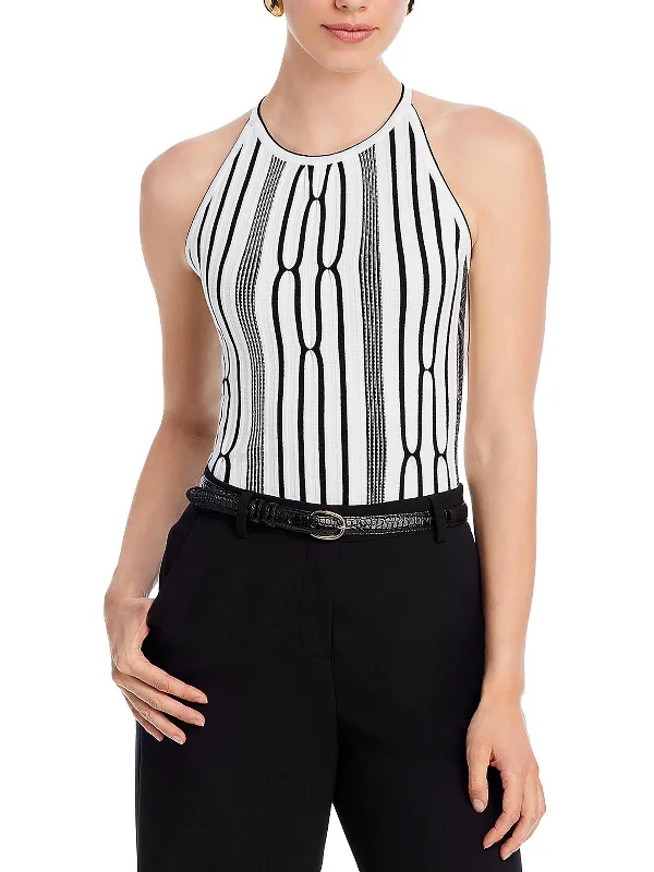 Womens Striped Halter Tank Top